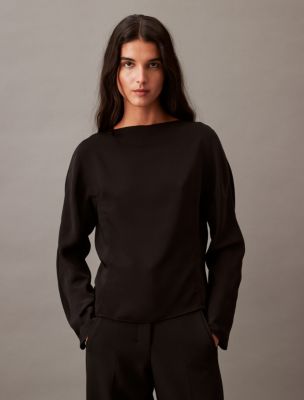 Flowing Long Sleeve Top, Black Beauty