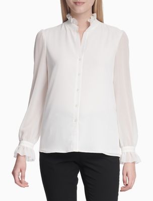 calvin klein ruffle blouse