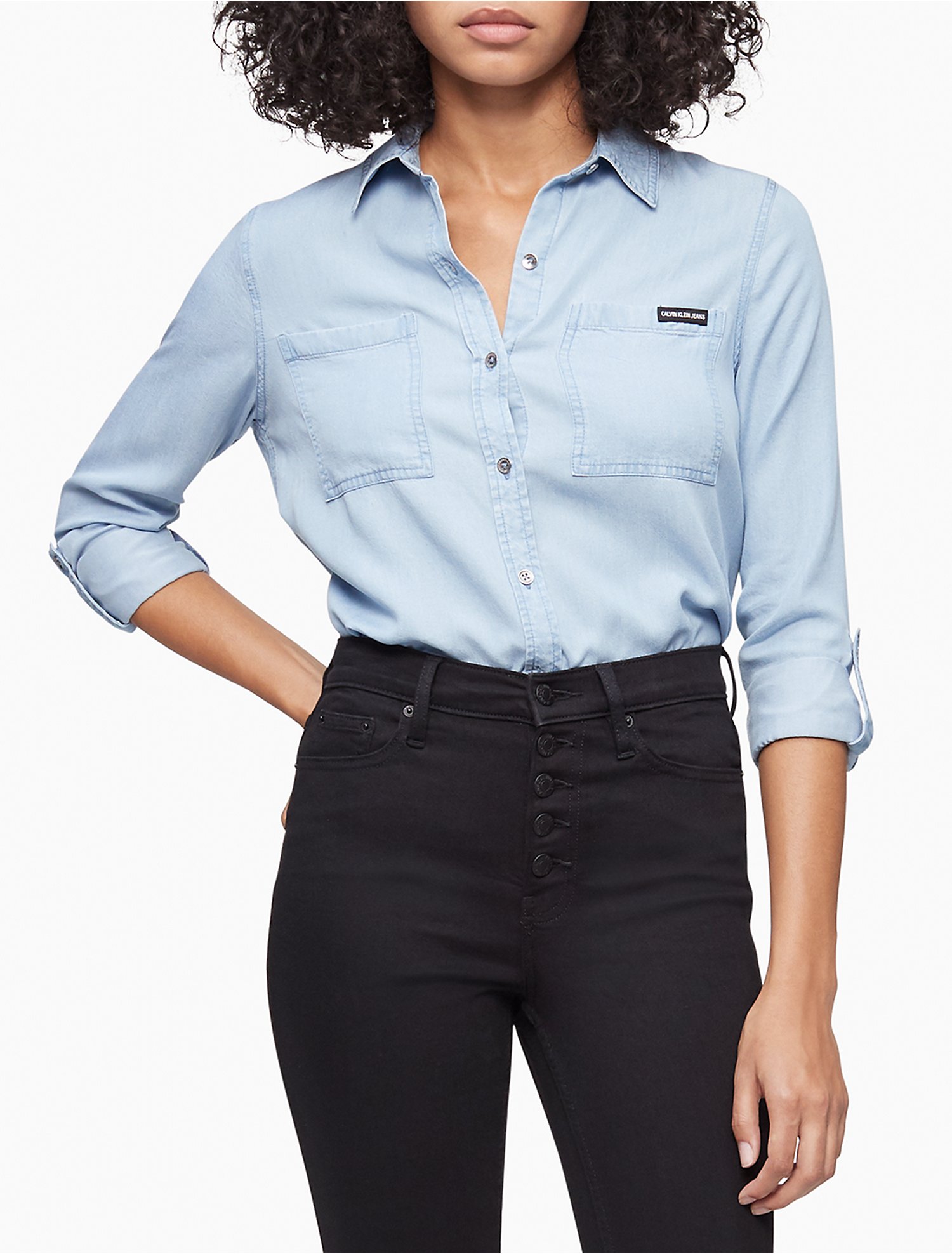 Solid Button-Down Roll Sleeve Shirt | Calvin Klein® USA