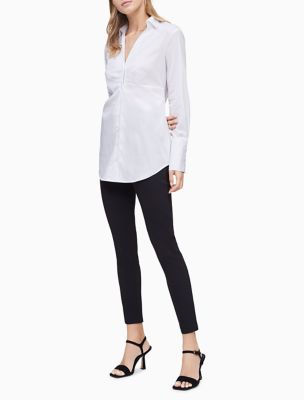 calvin klein women's white button down shirt