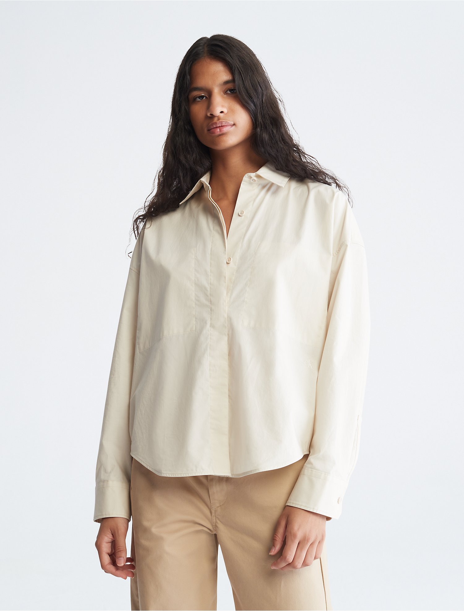 Poplin Cotton Button-Down Shirt | Calvin Klein® USA