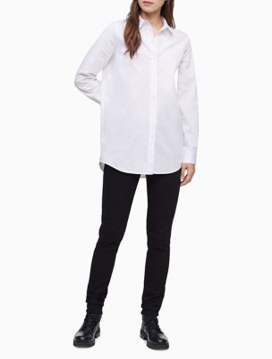 calvin klein women's white button down shirt