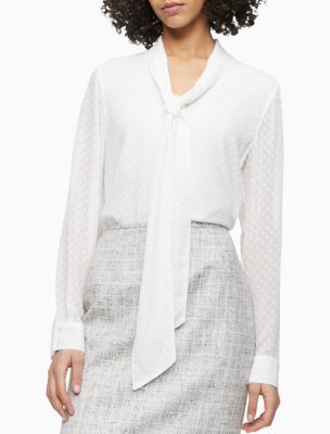 calvin klein tie neck blouse