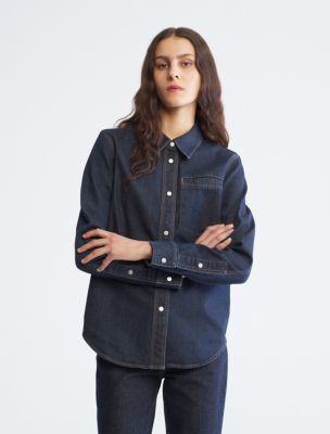 Indigo Classic Denim Button Down Shirt Calvin Klein Canada