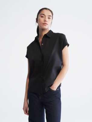 Boxy Woven Button-Down Shirt Klein® | USA Calvin