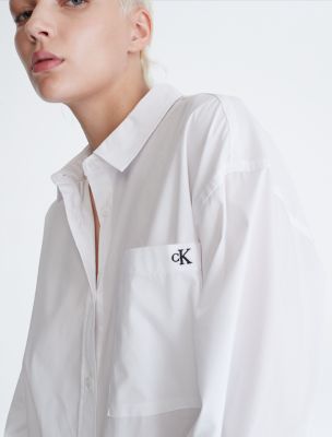 low collar button up