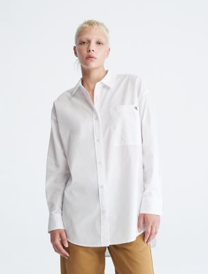 Calvin klein women's hotsell white button down shirt