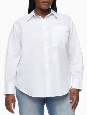 calvin klein women's white button down shirt