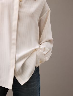 Luxe Stripe Relaxed Button-Down Shirt | Calvin Klein