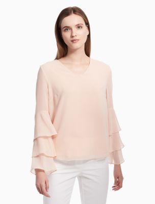 calvin klein ruffle blouse