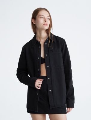 Black Relaxed Denim Button Down Shirt Calvin Klein