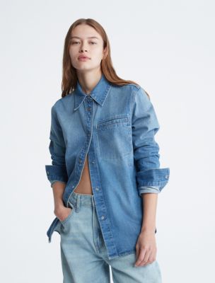 Bleached denim outlet shirt womens