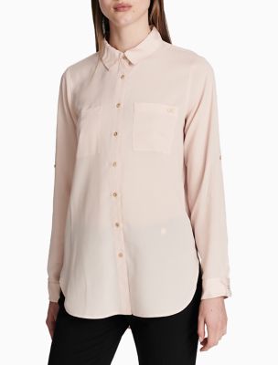 calvin klein satin stripe roll cuff long open front jacket
