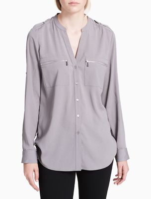 calvin klein mandarin collar shirt