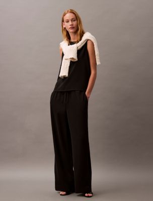 Solid Crewneck Shell Tank + Flowing Pull-On Pants, 