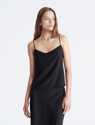 Soft Twill Woven Camisole, Black