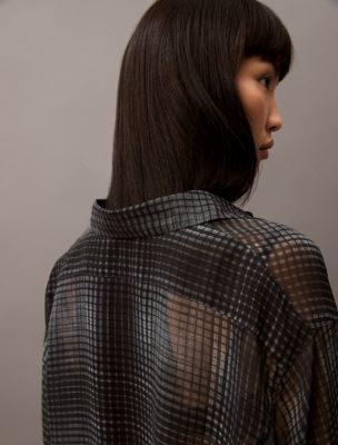 Chiffon Printed Relaxed Button-Down Shirt | Calvin Klein® USA