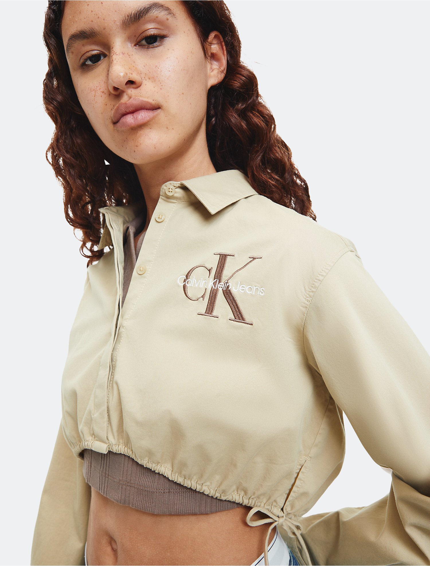 Archive Logo Cropped Button-Down Shirt | Calvin Klein® USA