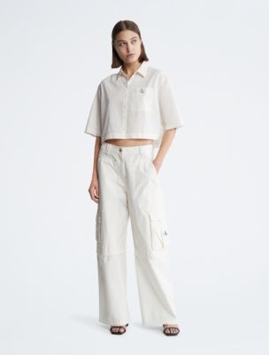 Cropped Button Down + Cargo Pants, 