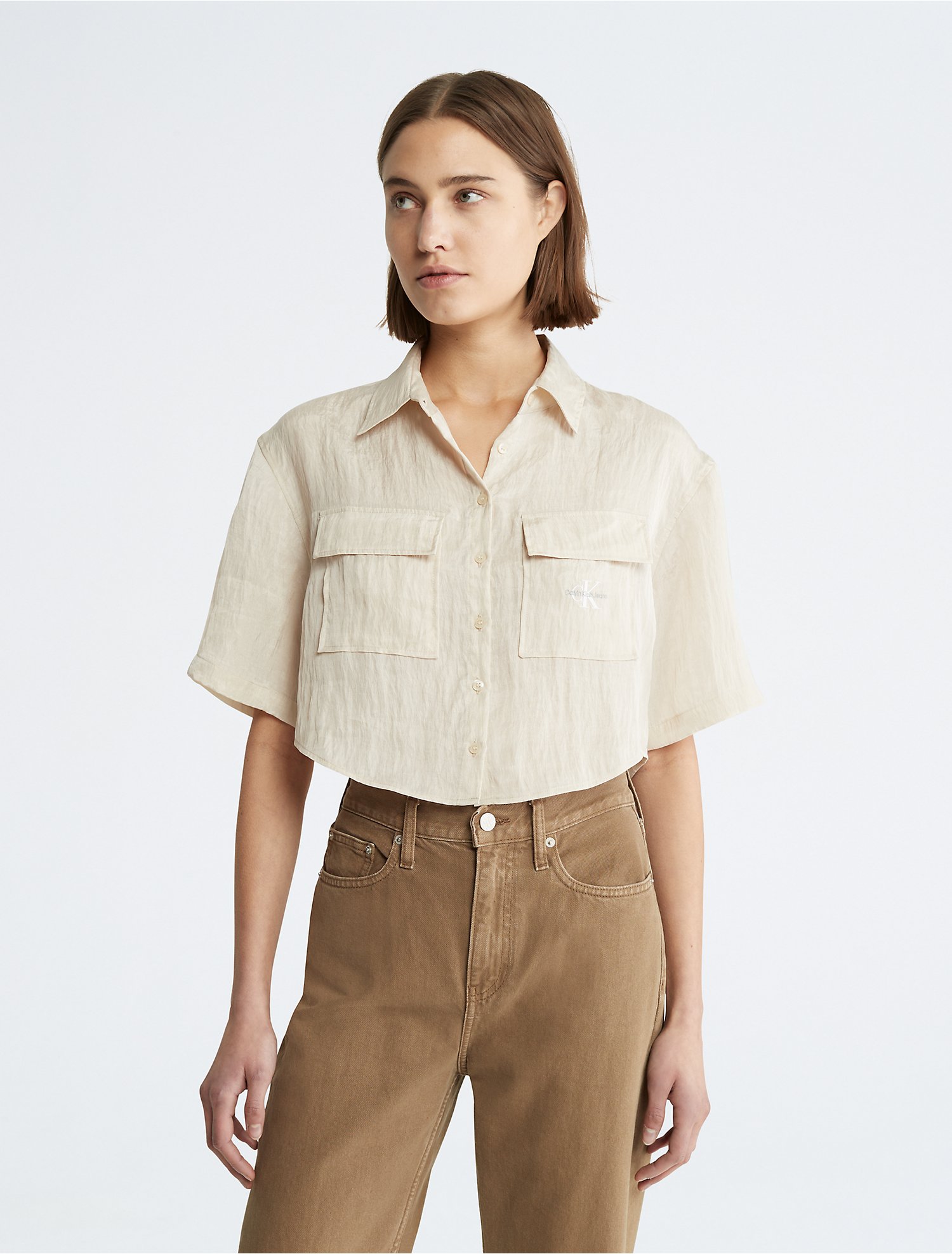Diagnostiseren Amuseren Maak los Cropped Button-Down Shirt | Calvin Klein
