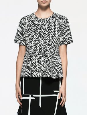 Image of Platinum Jacquard Zig-Zag Peplum Top