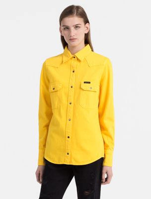 yellow denim shirt