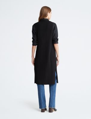 Cable Knit Duster Cardigan - Black - BLACK / XS