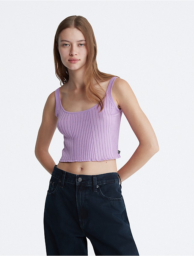 Calvin Klein Recycled Cropped Gym Top - Silver