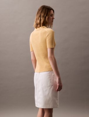 Thumbnail of Smooth Cotton Rib Sweater Polo Shirt, Sahara Sun