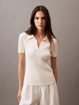 Buy Calvin Klein Women White Round Neck Side Drawstring Ribbed T-Shirt -  NNNOW.com