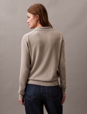 Thumbnail of Extra Fine Merino Blend Polo Sweater, Flint
