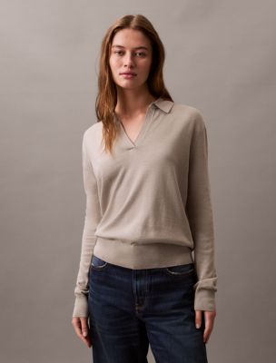 Thumbnail of Extra Fine Merino Blend Polo Sweater, Flint