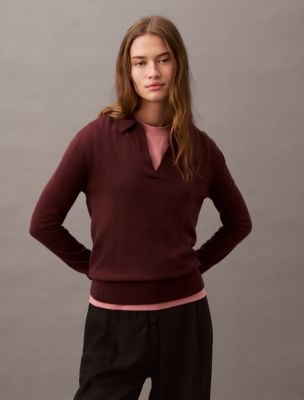 Extra Fine Merino Blend Polo Sweater Calvin Klein