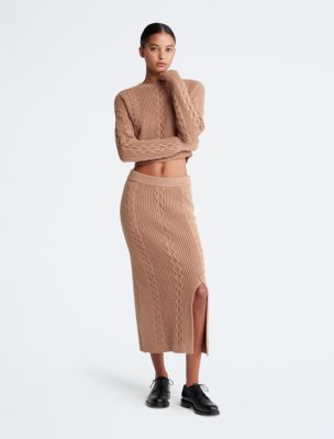 Cable knit sweater and on sale skirt