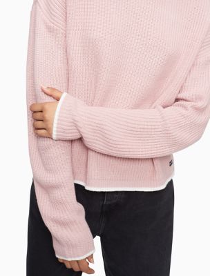 shaker mockneck cardigan