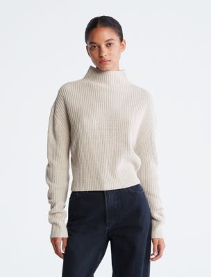 Ribbed Elbow Patch Mock Neck Sweater Calvin Klein Canada