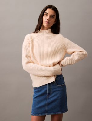 Ribbed Knit Mock Neck Sweater Calvin Klein