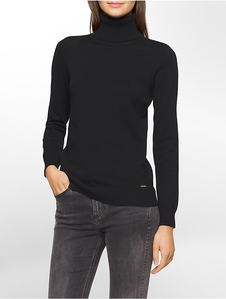 calvin klein womens solid turtleneck sweater