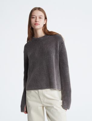 Smooth Cotton Chunky Knit Crewneck Sweater | Calvin Klein® Canada