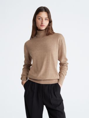 Merino Turtleneck Sweater, Travertine
