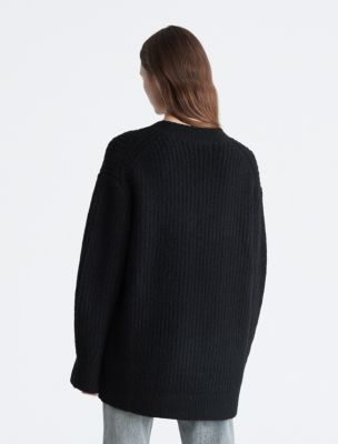 Relaxed Fit V-Neck Sweater, Black