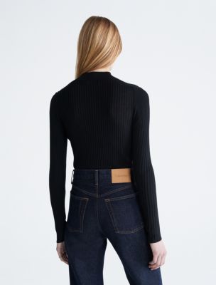 Smooth Cotton Rib Mock Neck Sweater | Calvin Klein® USA