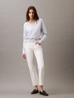 Calvin Klein Ladies' Cotton Stretch Shirt  White shirts women, Cotton  shirts women, White long sleeve shirt