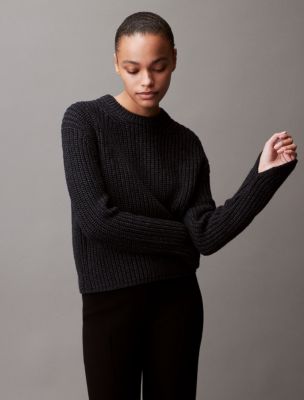 Cage Yarn Chunky Sweater, Black