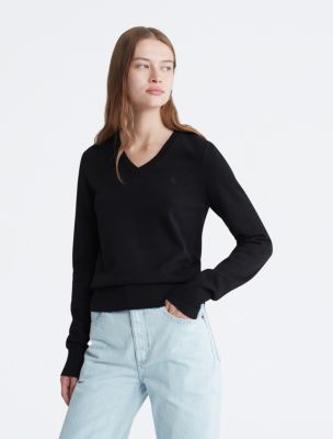 Smooth Cotton V-Neck Sweater | Calvin Klein® Canada