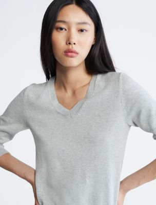 Smooth Cotton V-Neck Sweater | Calvin Klein