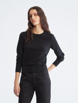 Smooth Cotton Sweater, Black