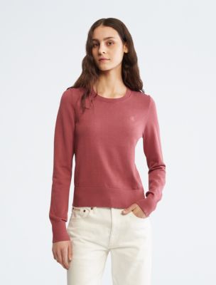 Smooth Cotton Sweater, Raspberry Blush