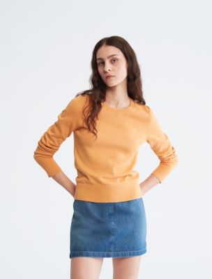Smooth Cotton Sweater, Apricot Tan