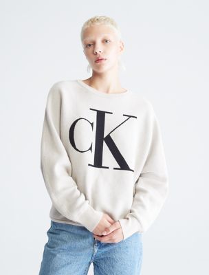 Monogram Logo Dolman Sleeve Sweater, Chalk